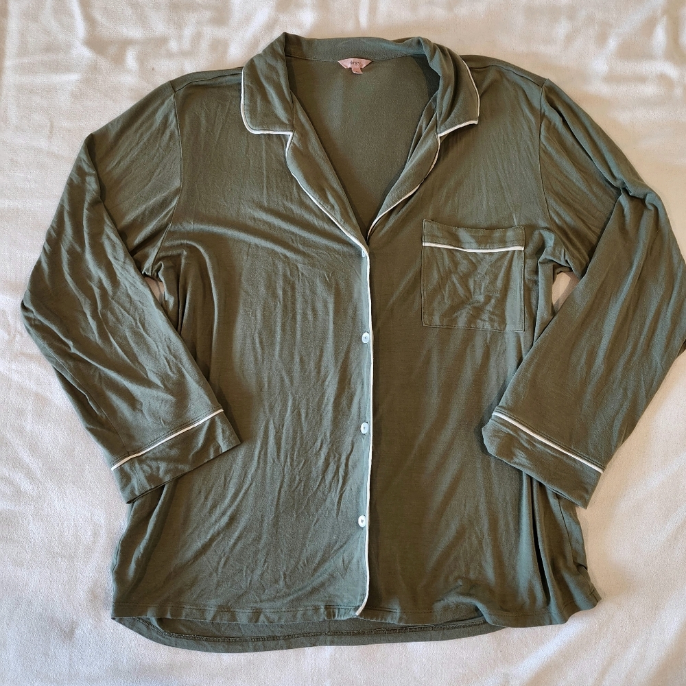 Eberjey Gisele Medium Sage Green Long Sleeve Pajama Top